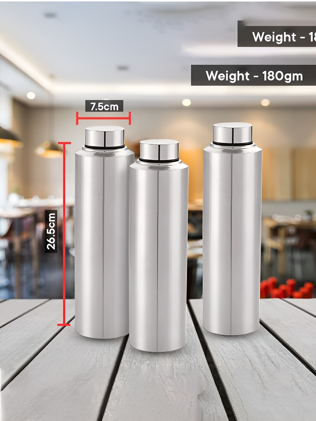 

Kuber Industries Silver-Toned Set of 4 Stainless Steel Solid Water Bottle