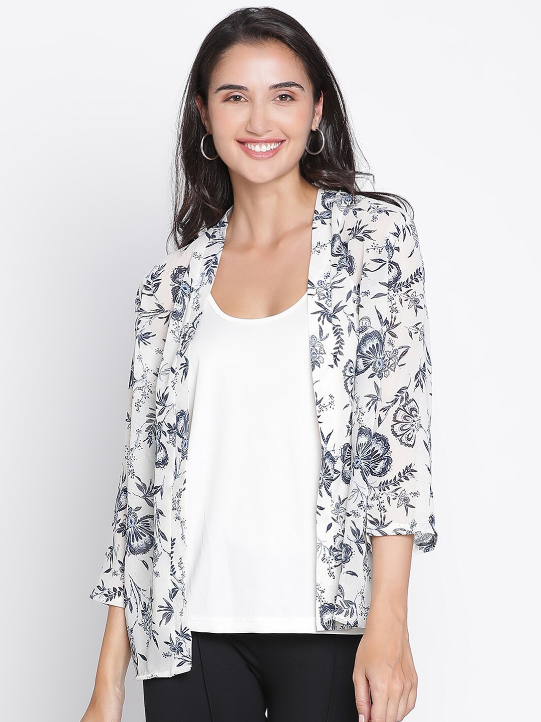 

DRAAX Fashions Floral Printed Round Neck Top, White