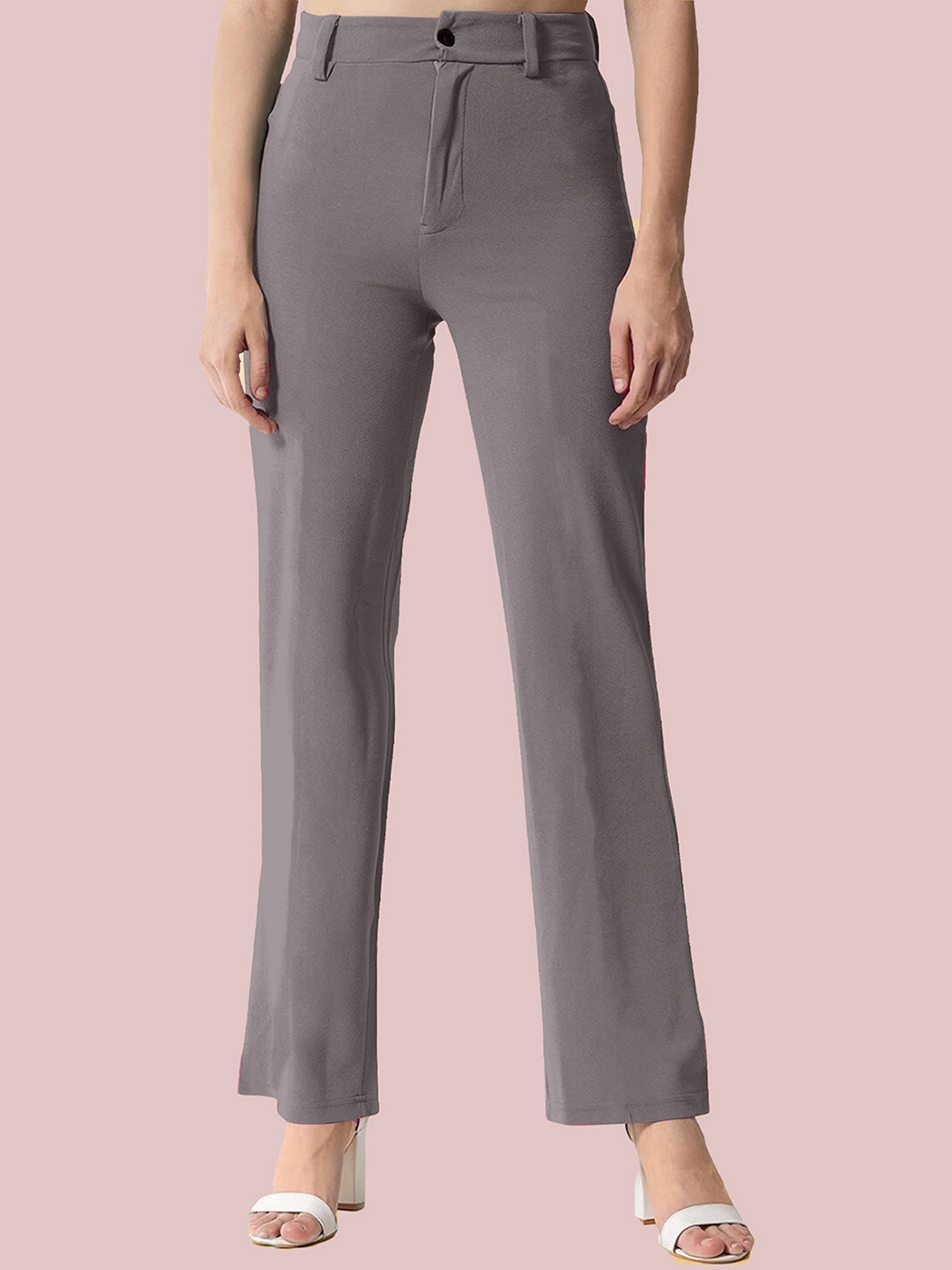 

N N ENTERPRISE Women Original High-Rise Trousers, Grey