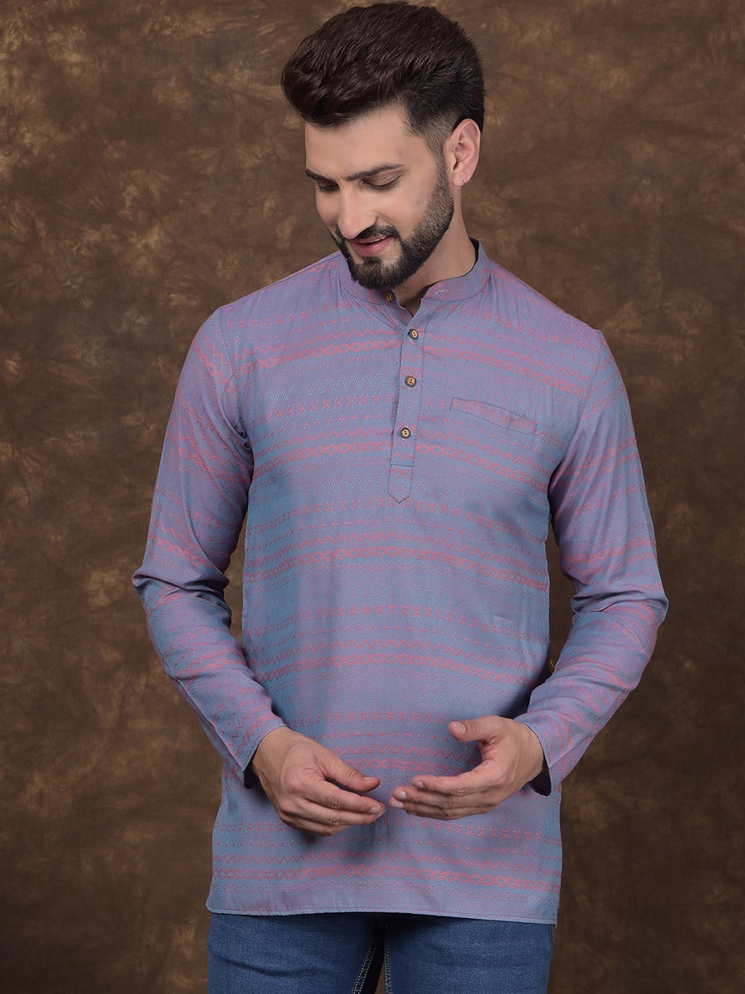 

DEYANN Men Thread Work Kurta, Blue