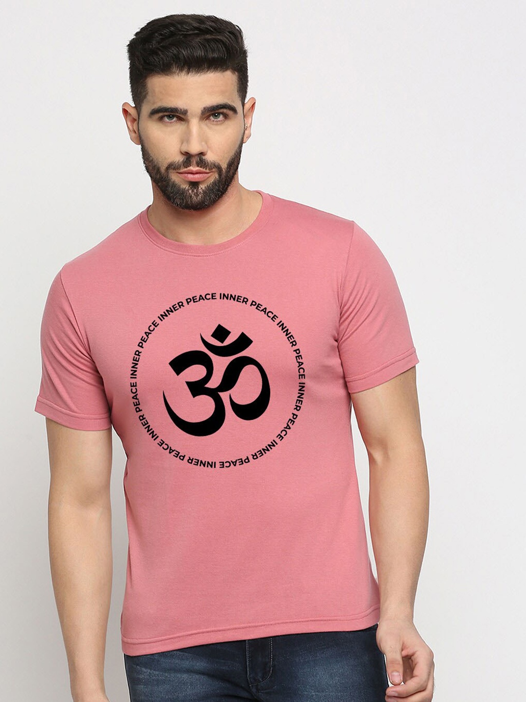 

MOD ECRU Unisex Typography Printed V-Neck T-shirt, Pink