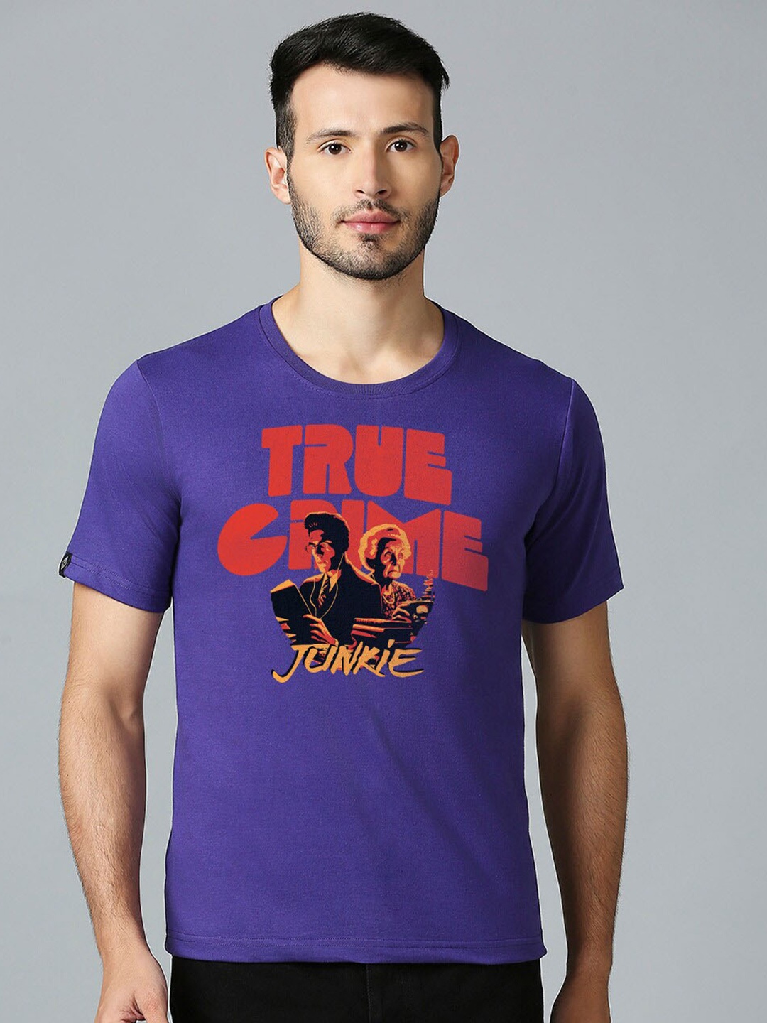 

MOD ECRU Unisex Printed Applique T-shirt, Purple