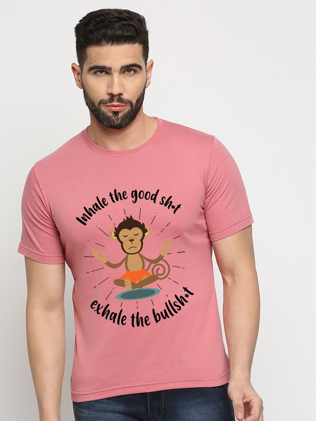 MOD ECRU Unisex Typography Printed Applique T-shirt, Pink