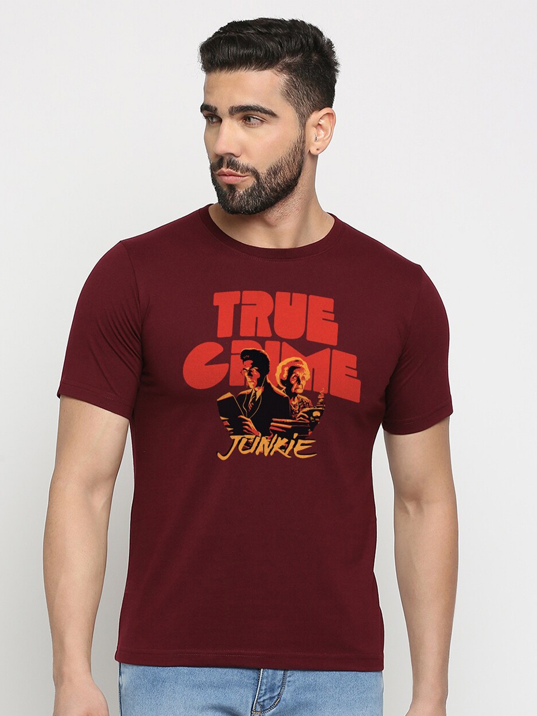 

MOD ECRU Unisex Printed Applique T-shirt, Maroon