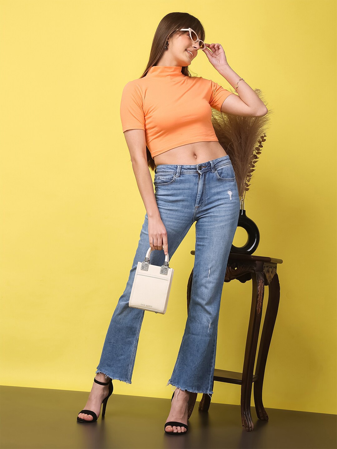 

SCORPIUS Cotton Crop Top, Orange