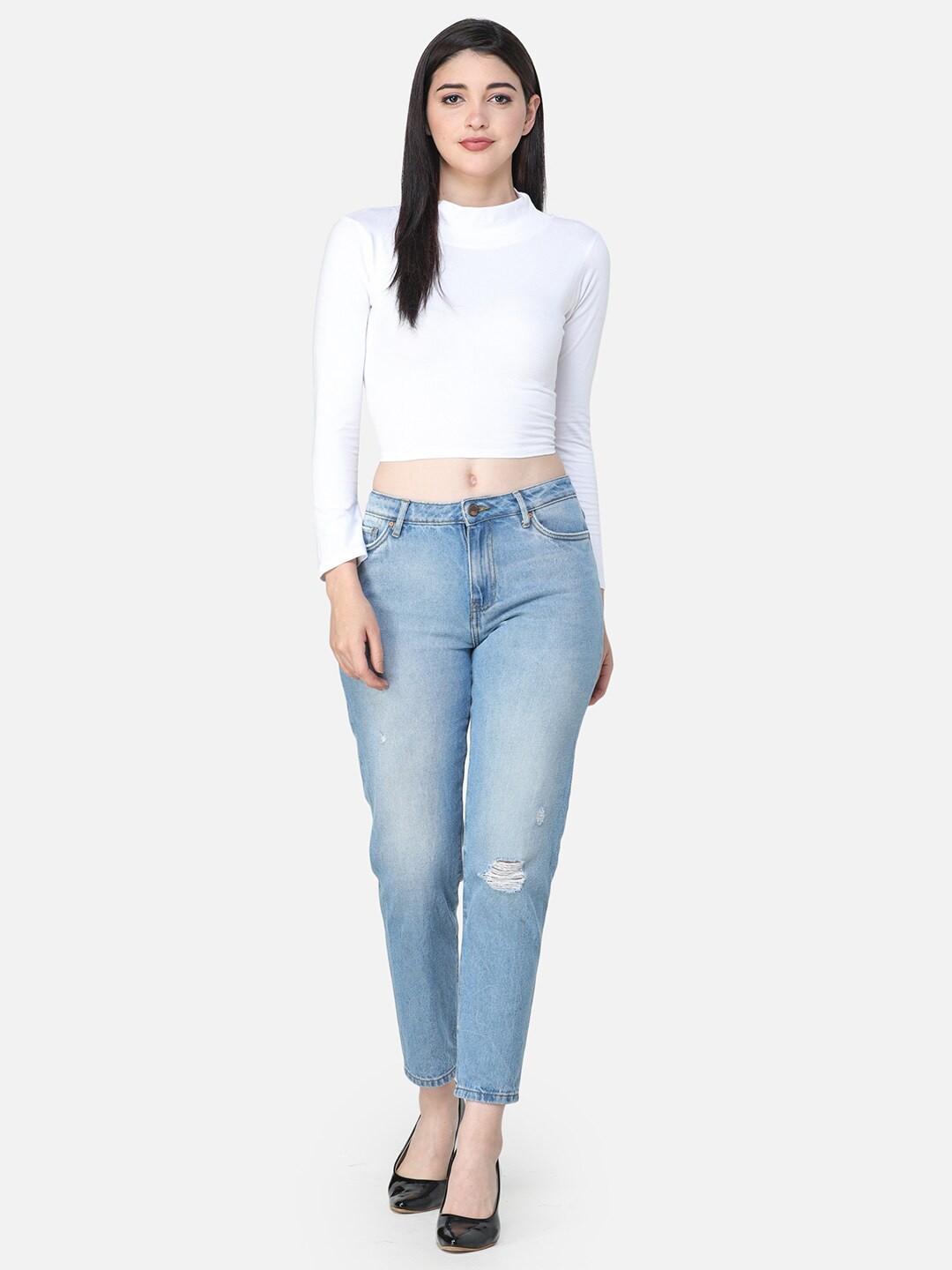 

SCORPIUS Cotton High-Low Crop Top, White