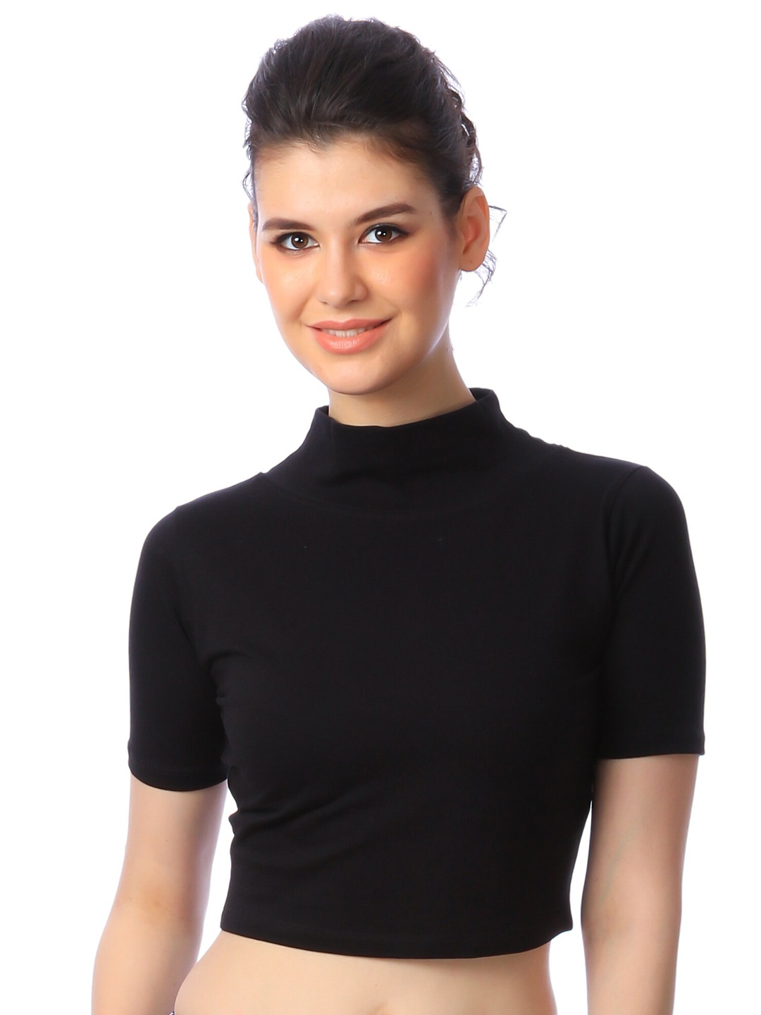 

SCORPIUS High Neck Cotton Fitted Crop Top, Black