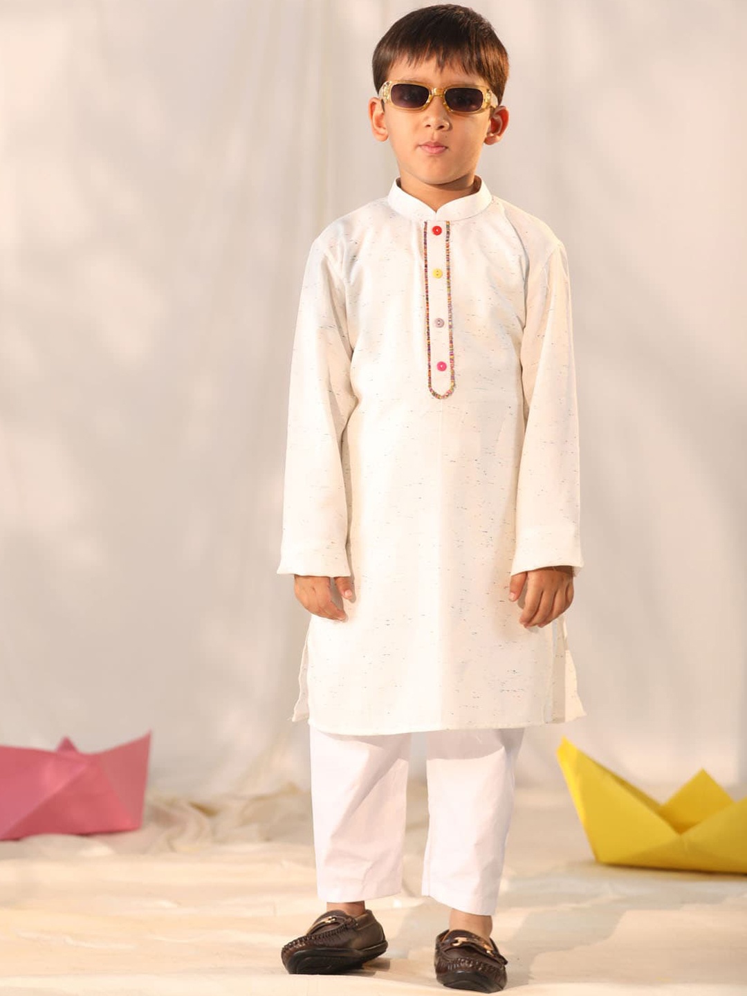 

VASTRAMAY Boys Regular Kurta with Pyjamas, Cream