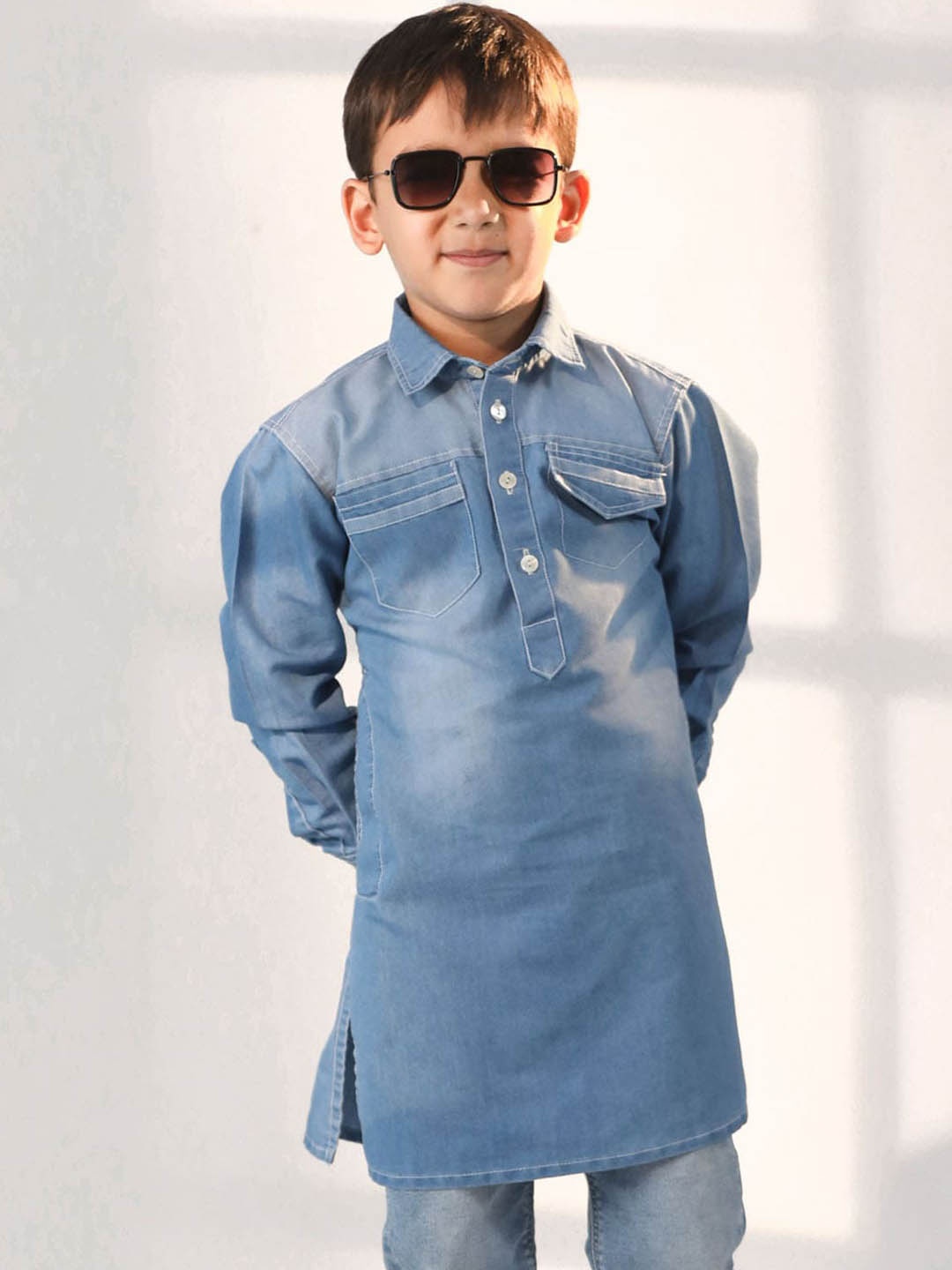 

VASTRAMAY Boys Pathani Kurta, Blue