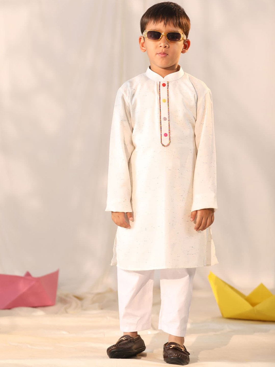 

VASTRAMAY Boys Regular Kurta with Pyjamas, Cream