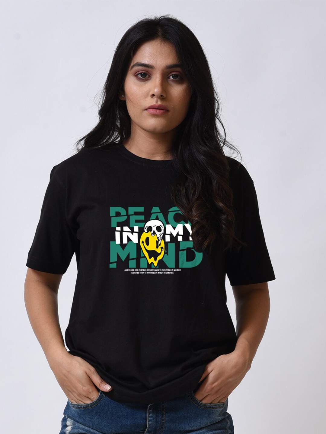 

Bloopers Store Women Printed Applique T-shirt, Black