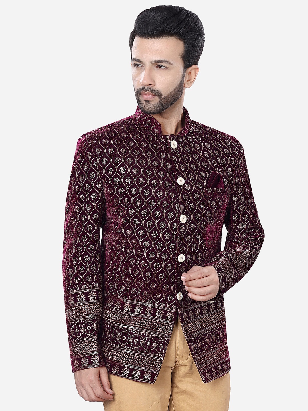 

Avaeta Embellished Bandhgala Blazer, Purple