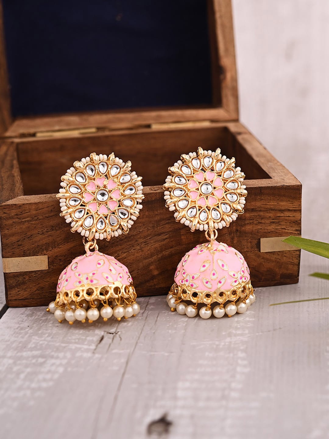 

VIRAASI Contemporary Jhumkas Earrings, Pink