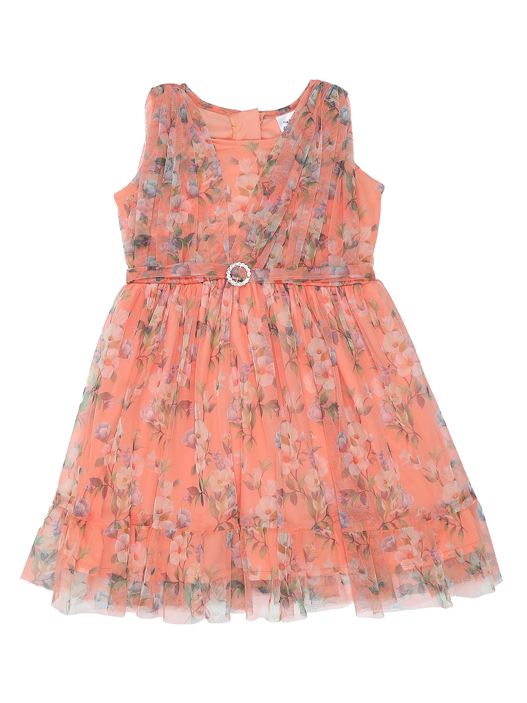 

Doodle Floral Print Net Fit & Flare Dress, Coral