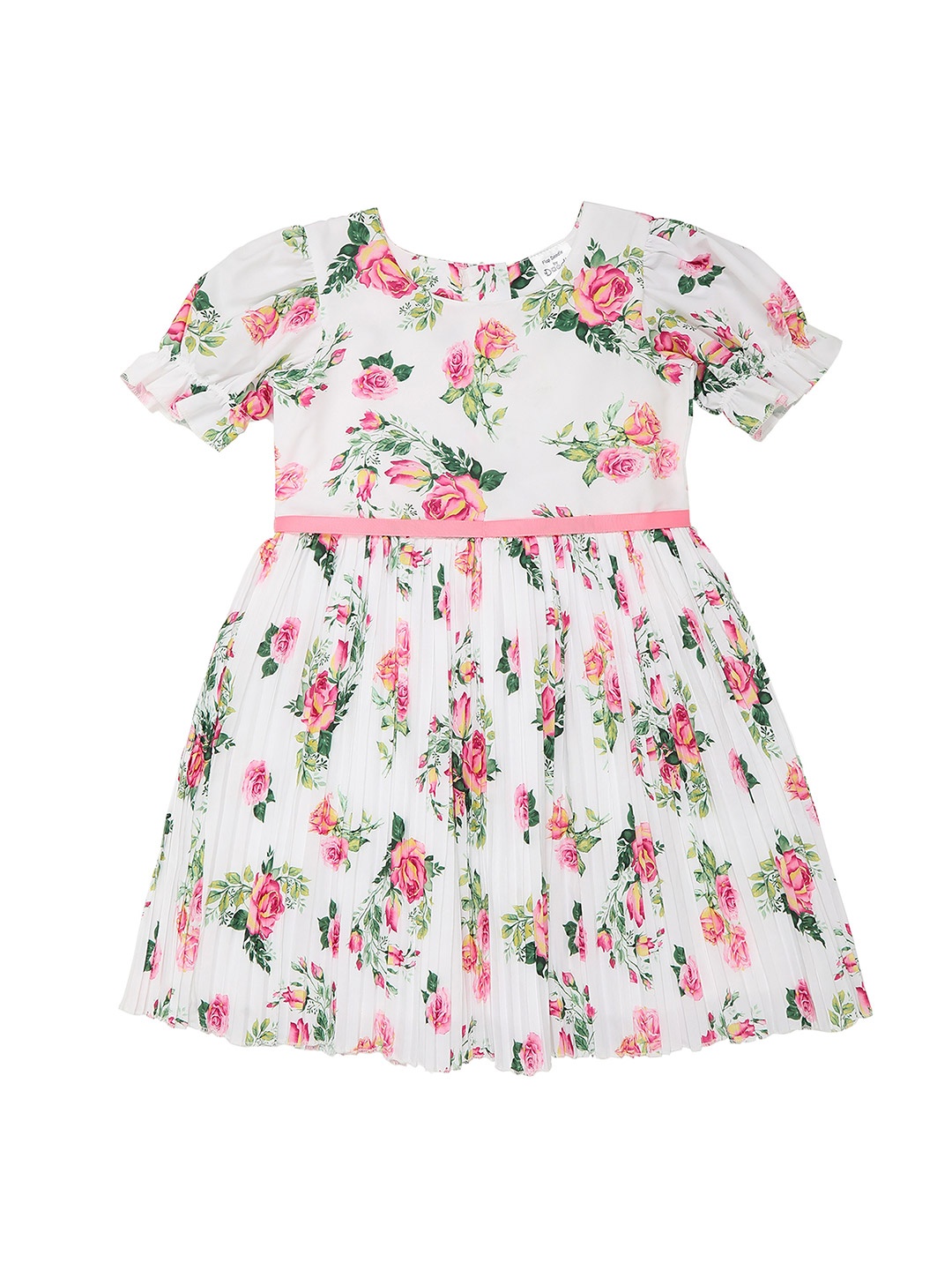 

Doodle Floral Print Satin Fit & Flare Dress, White