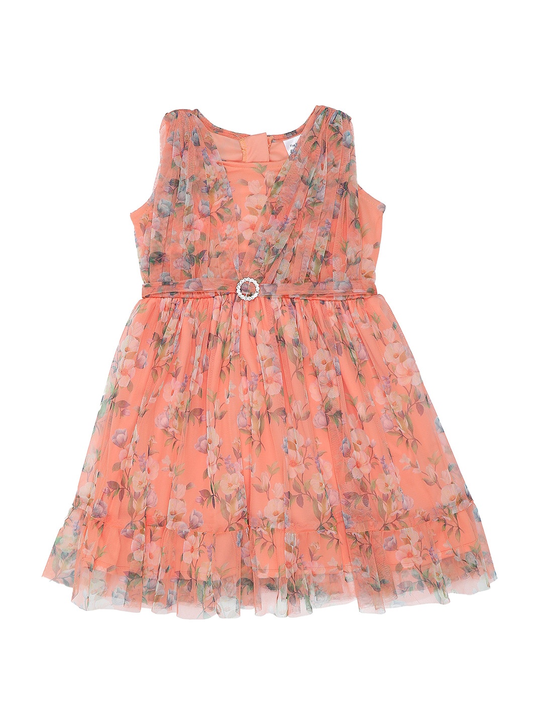 

Doodle Floral Print Net Fit & Flare Dress, Coral