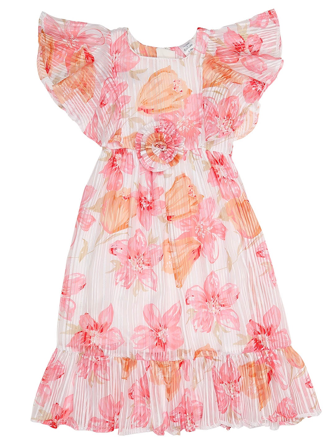 

Doodle Floral Print Flutter Sleeve Chiffon Maxi Dress, White