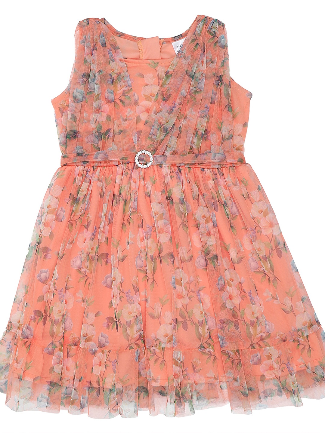 

Doodle Floral Printed Fit & Flare Dress, Coral