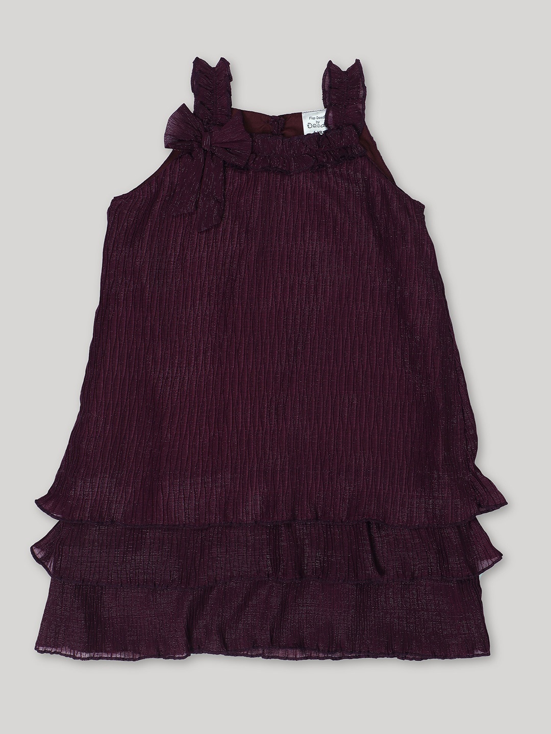 

Doodle Girls Self Deisgn Sleeveless Satin A-Line Dress, Burgundy