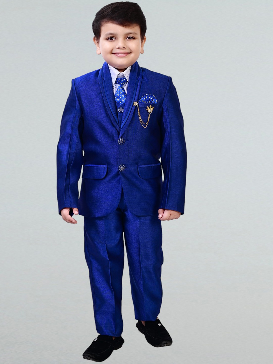 

BT DEZINES Boys Single-Breasted 5 Piece Party Suits, Blue