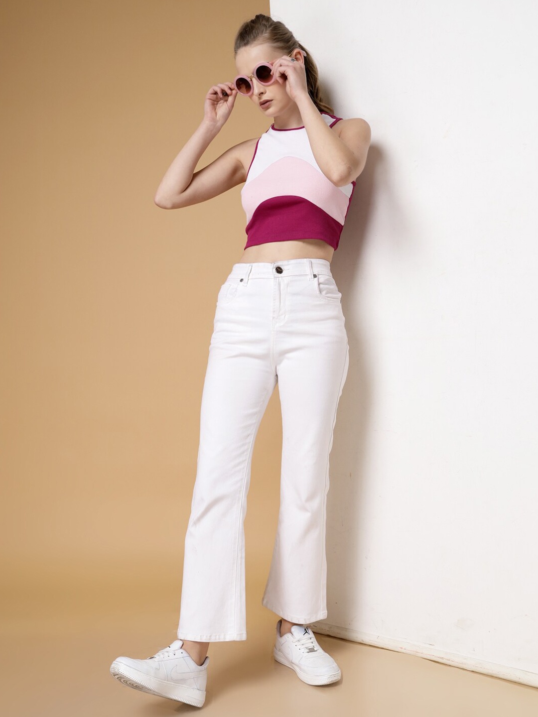 

Freehand by The Indian Garage Co Round Neck Crop Top, White