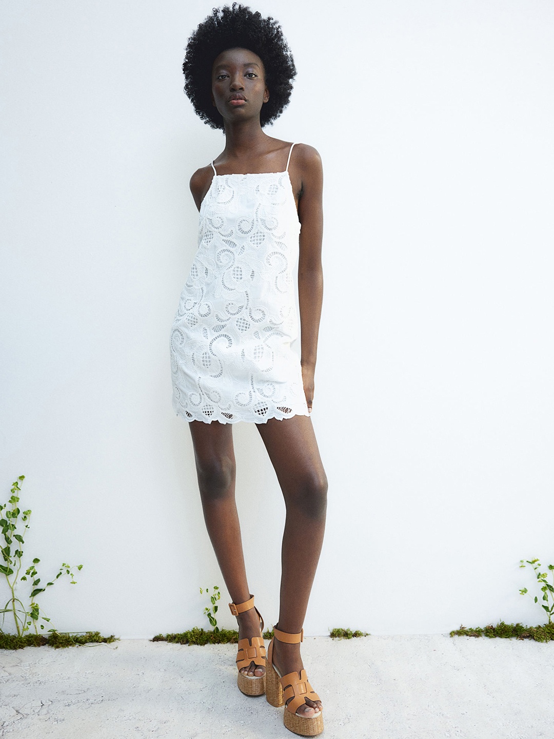 

H&M Embroidered Slip Dress, White