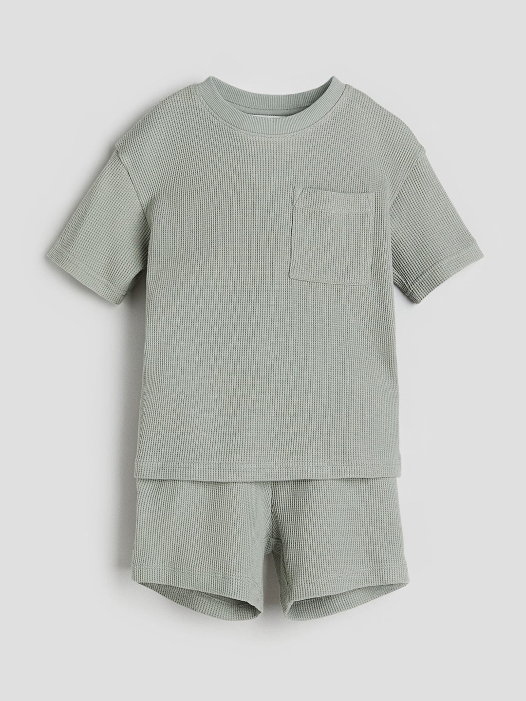 

H&M Boys 2-Piece Waffled Jersey Set, Green