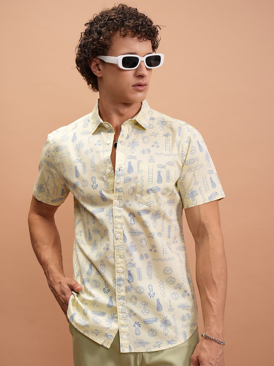 

Ketch Men All over Printed Shirt, Yellow