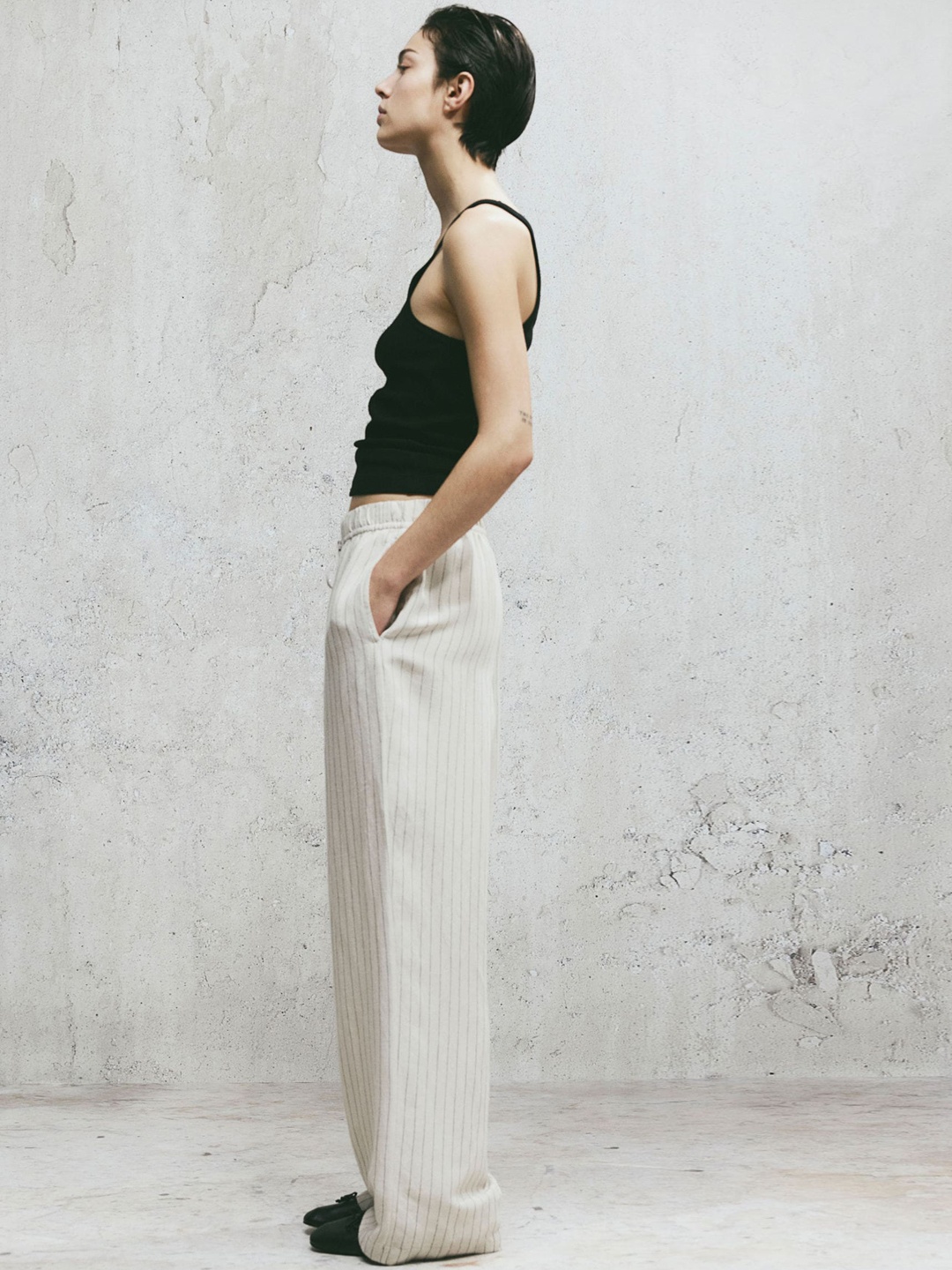

H&M Women Linen-Blend Pull-On Trousers, Beige