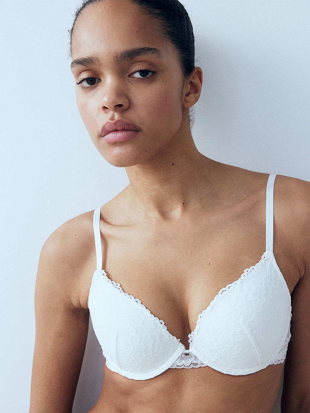 

H&M Lace Push-Up Bra, White
