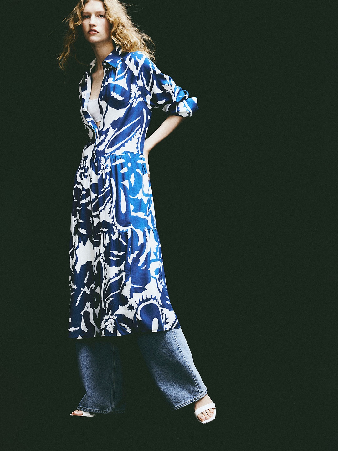 

H&M Viscose Shirt Dress, Blue