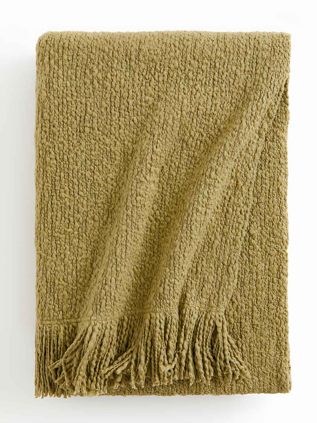 

H&M Green Textured Cotton Blanket