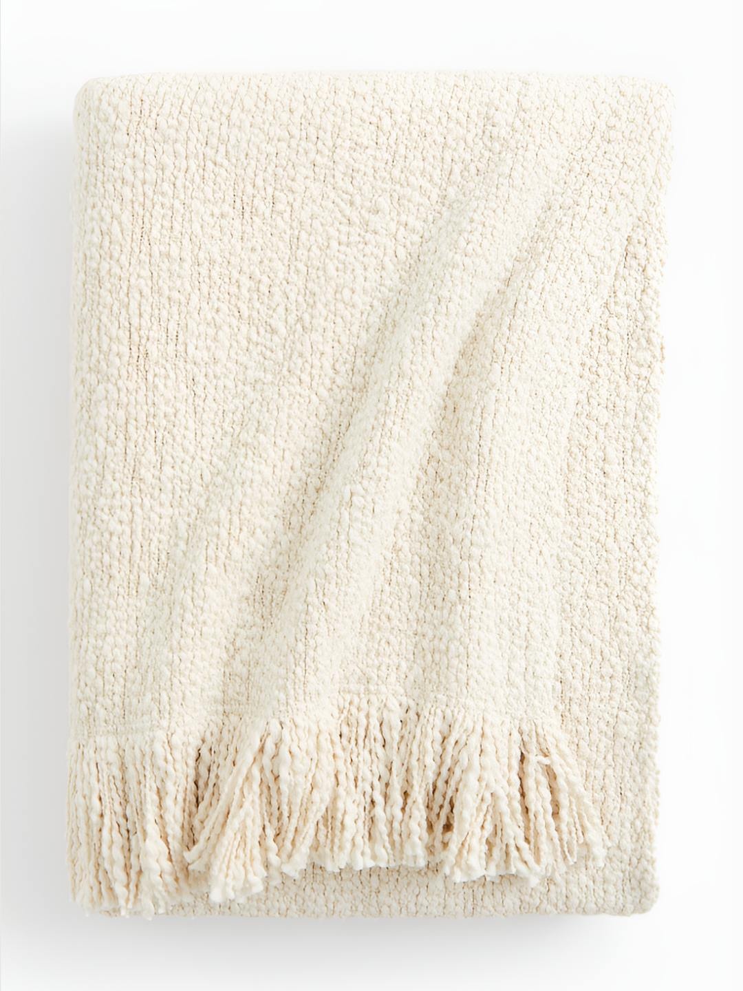 

H&M Beige Textured Cotton Blanket