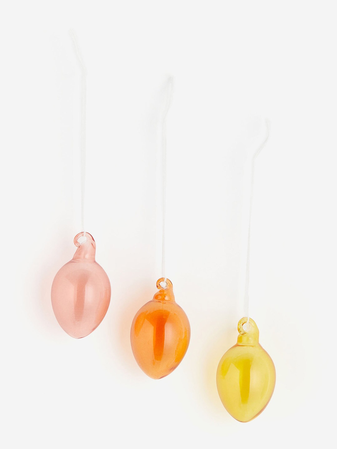 H&M Pink & Yellow 3-Pack Glass Decorations, Orange