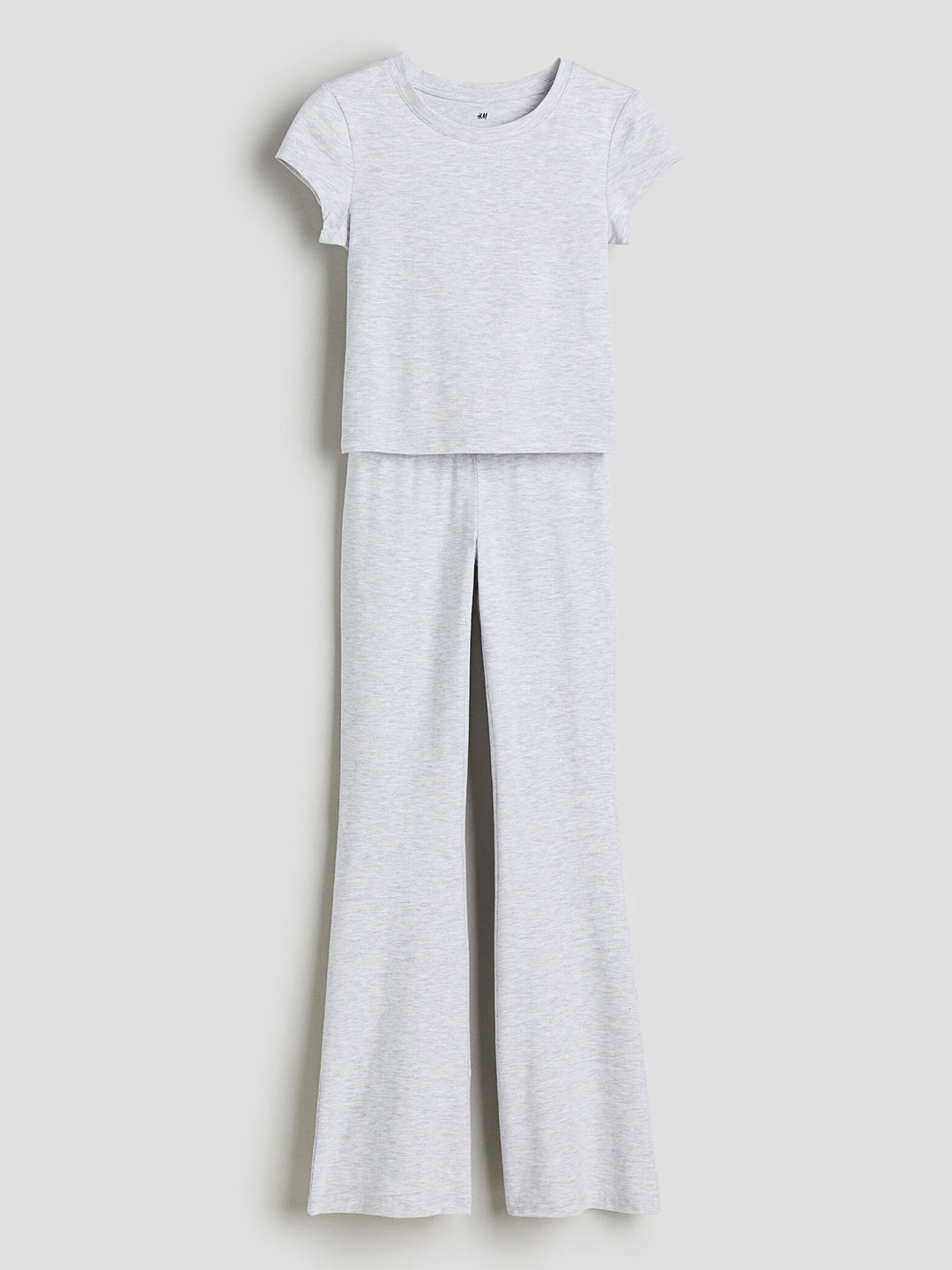 

H&M Girls 2-Piece Top & Flared Leggings Set, Grey