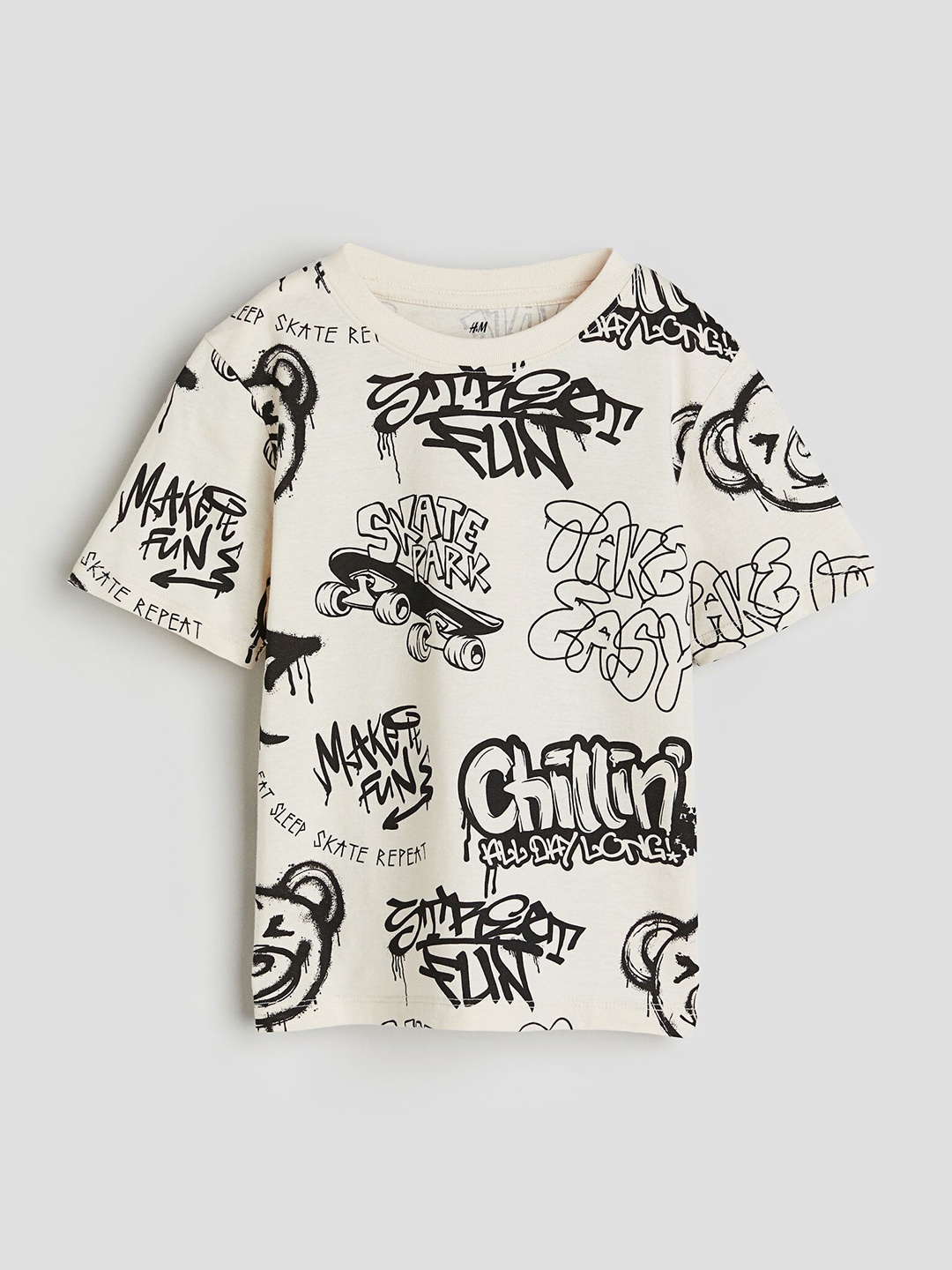 

H&M Boys Cotton Printed T-Shirt, Off white