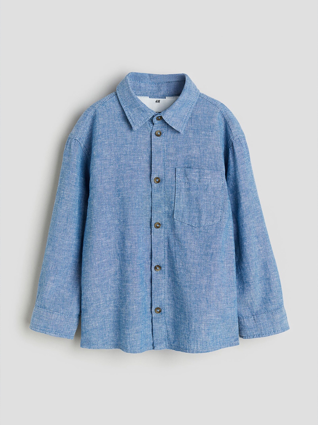 

H&M Boys Linen-Blend Shirt, Blue