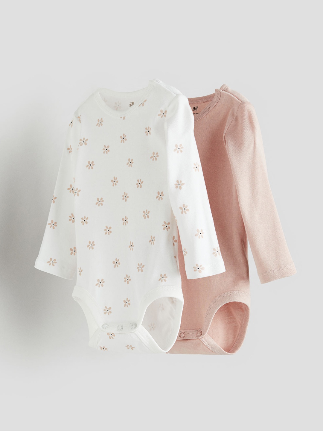 

H&M Boys 2-Pack Long-Sleeved Bodysuits, Pink