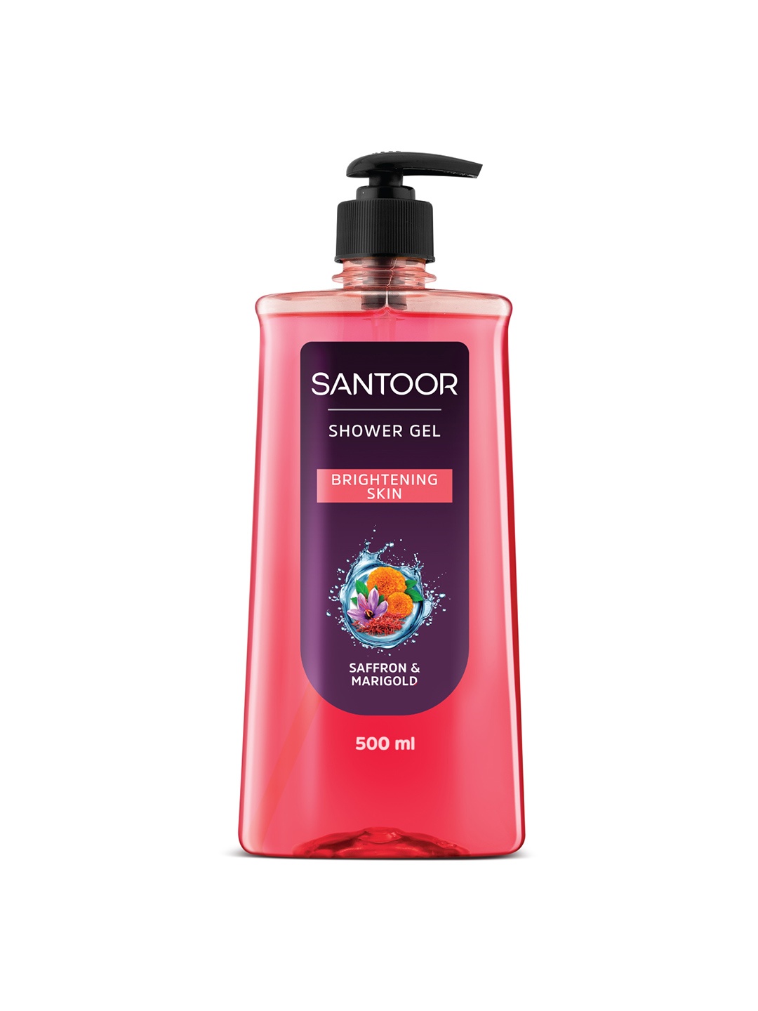 

Santoor Brightening Skin Saffron & Marigold Shower Gel - 500ml, Pink