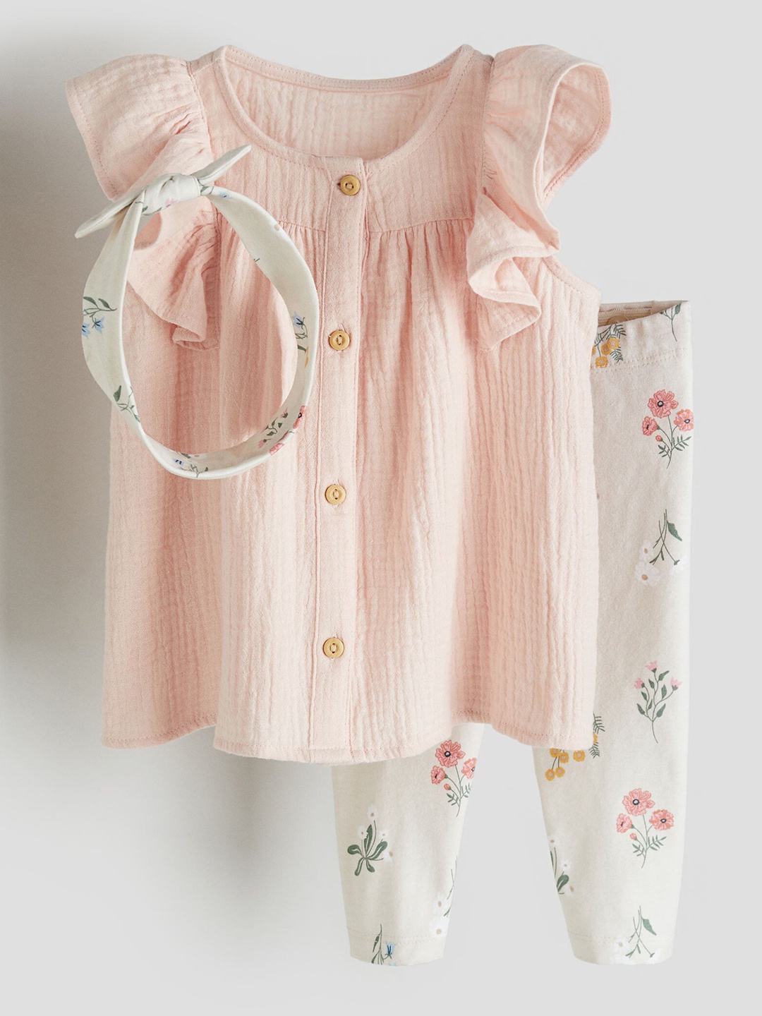 

H&M Girls 3-Piece Cotton Set, Pink