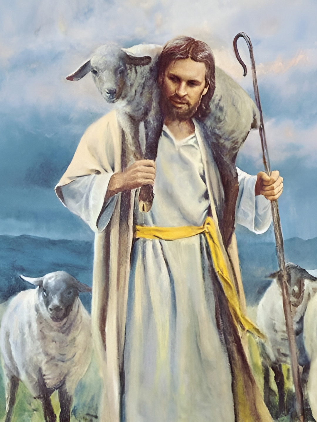 

British Terminal White & Blue 1 Piece Paper Religious Wall Paintings