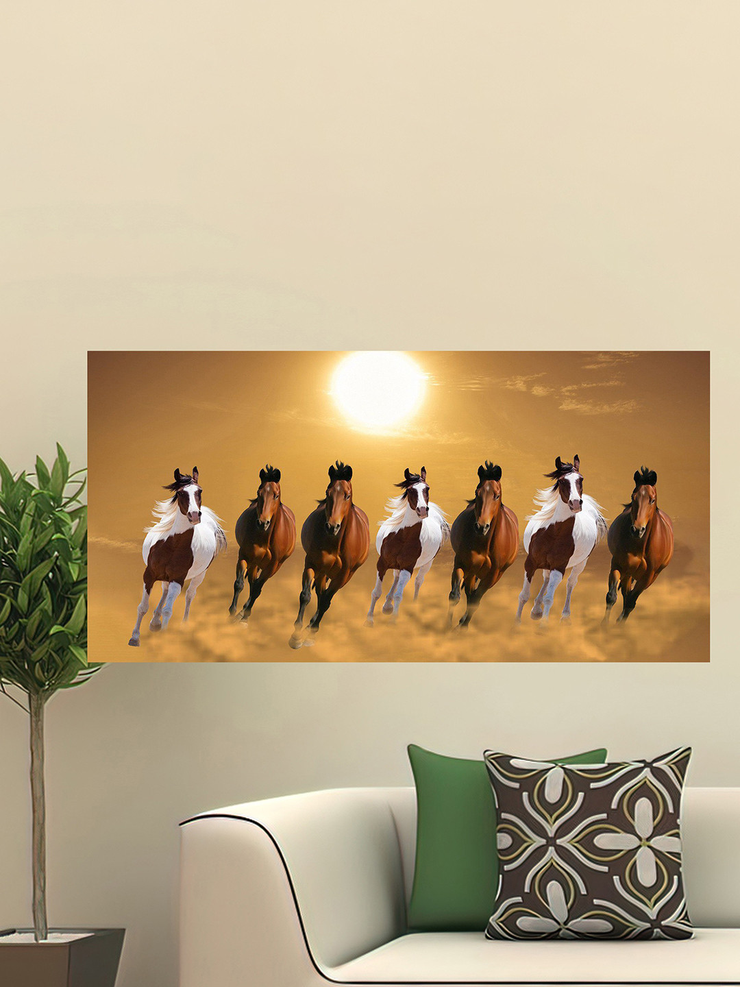 

British Terminal Brown & White Lucky Seven Horses Running at Sunrise Wall Poster