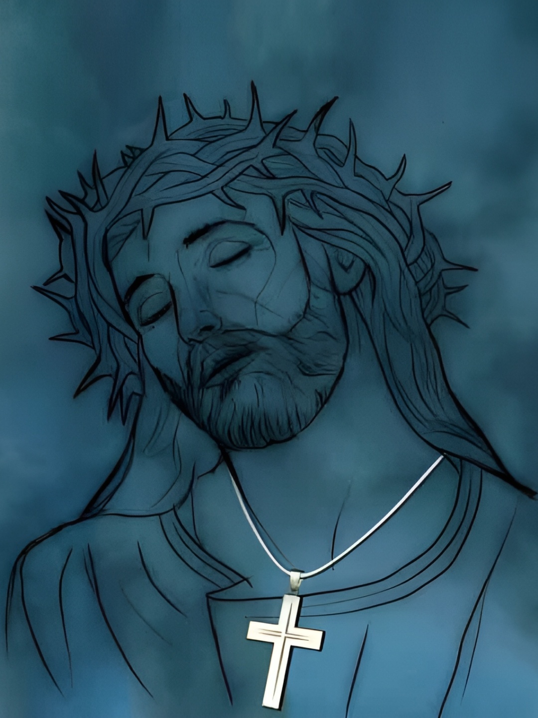 

British Terminal Lord Jesus Christ Religious Poster, Blue