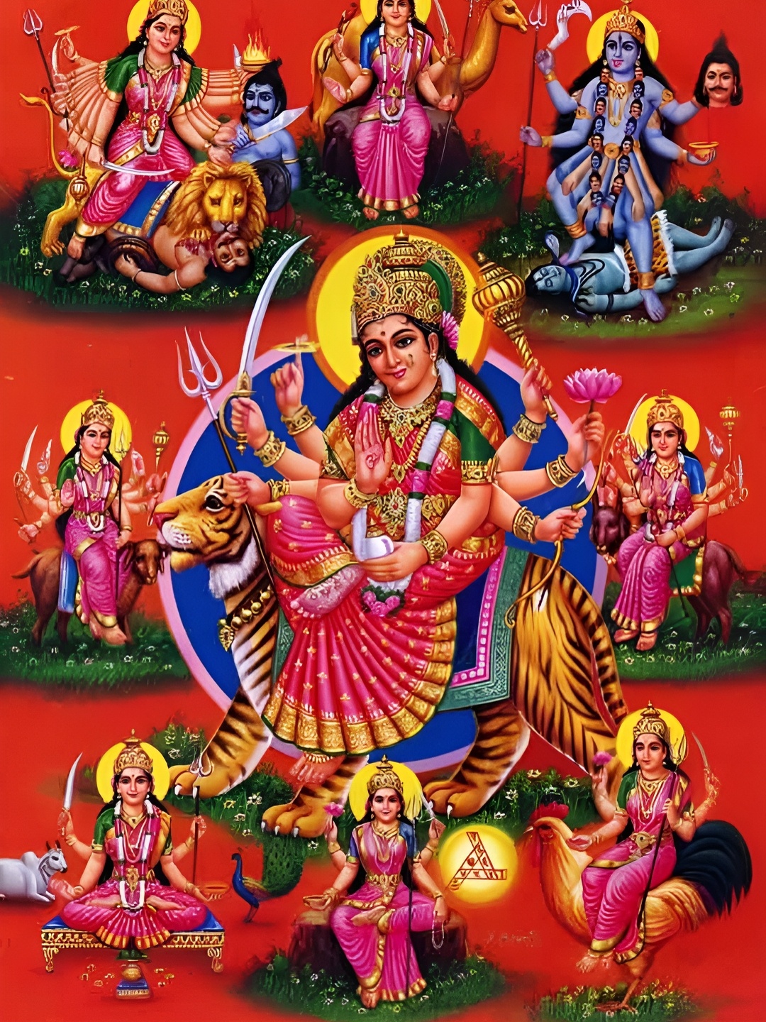

British Terminal Red and Blue Goddess Durga Wall Sticker