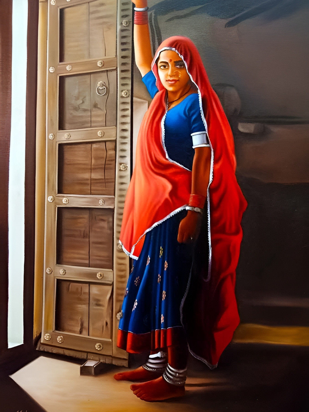 

British Terminal Red and Blue Rajasthani Wall Sticker