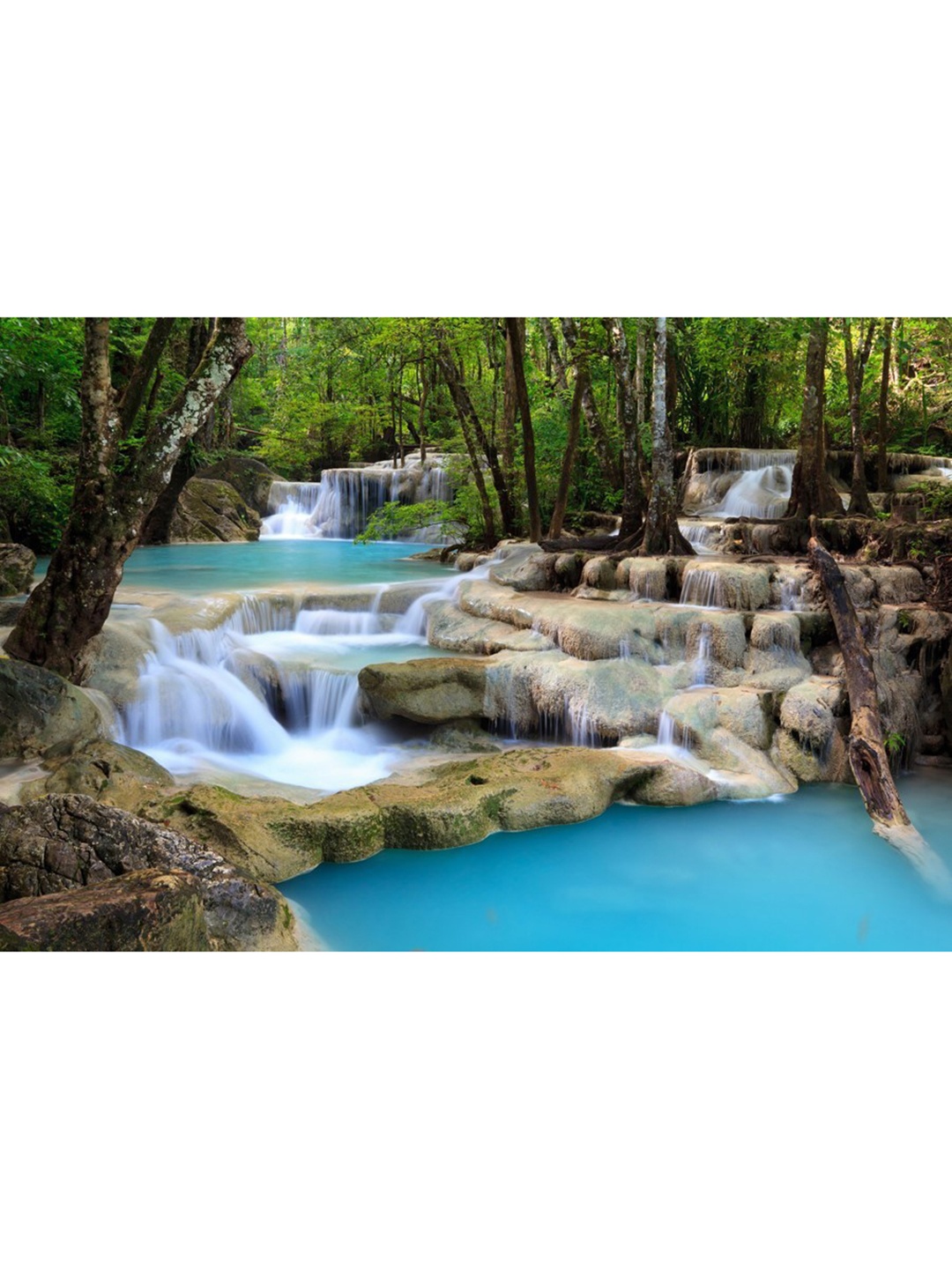 

British Terminal White and Green Beautiful Nature Waterfall Vastu Paper Wall Poster