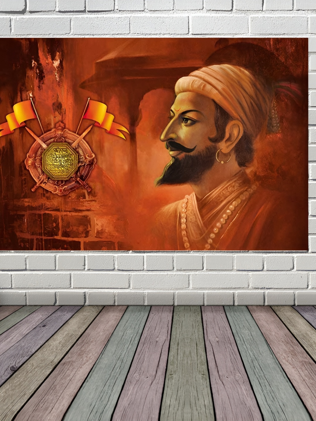 

British Terminal Orange & Black Chattrapati Shivaji Maharaj Printed Wall Sticker
