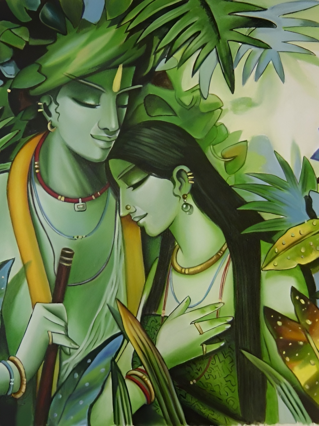 

British Terminal Green & Brown Religious Radha Krishna Wall Poster