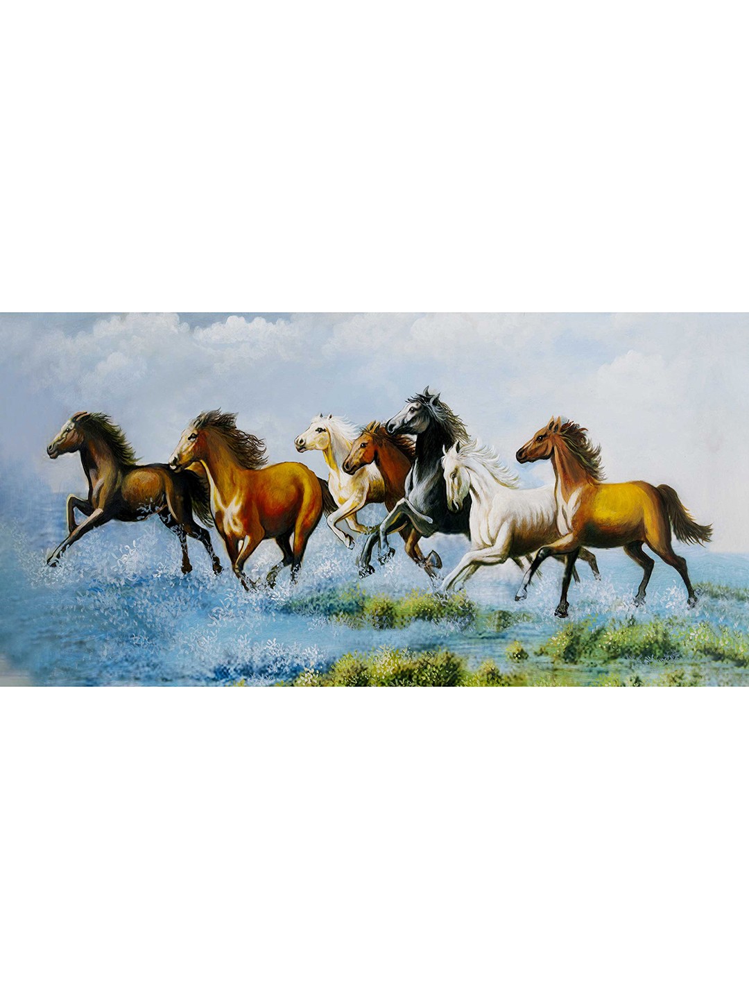 

British Terminal Blue and Brown Lucky Seven Horses Running at Sunrise Wall Poster