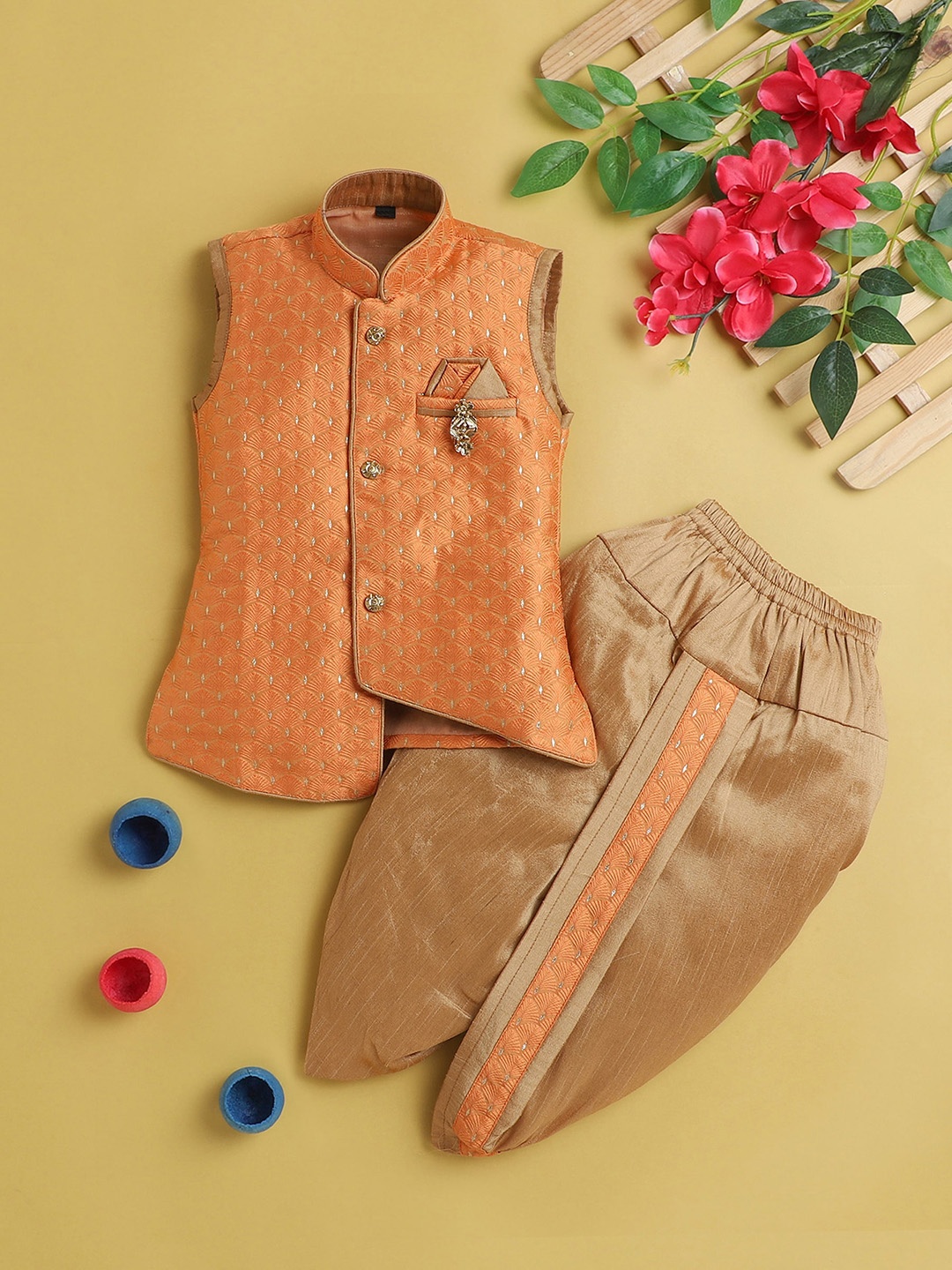

Jeetethnics Boys Regular Kurta with Dhoti Pants, Orange